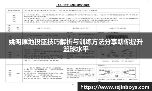 姚明原地投篮技巧解析与训练方法分享助你提升篮球水平